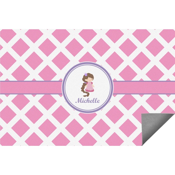 Custom Diamond Print w/Princess Indoor / Outdoor Rug - 2'x3' (Personalized)