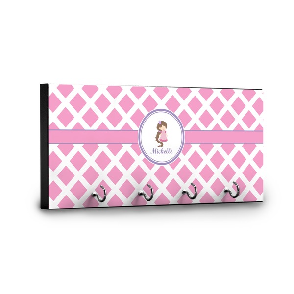 Diamond Print w/Princess Key Hanger - Front View with Hooks