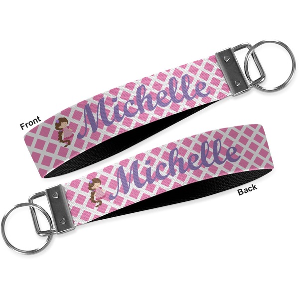 Diamond Print w/Princess Key-chain - Metal and Nylon - Front and Back