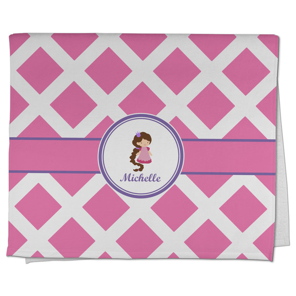 Custom Diamond Print w/Princess Kitchen Towel - Poly Cotton w/ Name or Text