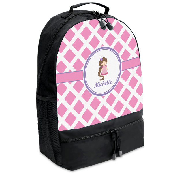 Custom Diamond Print w/Princess Backpacks - Black (Personalized)