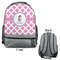 Diamond Print w/Princess Large Backpack - Gray - Front & Back View