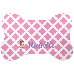 Diamond Print w/Princess Bone Shaped Dog Food Mat (Personalized)