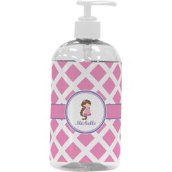 Diamond Print w/Princess Plastic Soap / Lotion Dispenser (16 oz - Large - White) (Personalized)