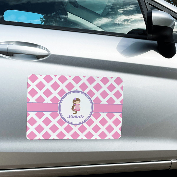 Diamond Print w/Princess Large Rectangle Car Magnets- In Context