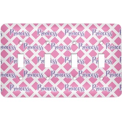 Diamond Print w/Princess Light Switch Cover (4 Toggle Plate) (Personalized)
