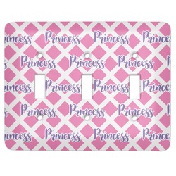 Diamond Print w/Princess Light Switch Cover (3 Toggle Plate) (Personalized)