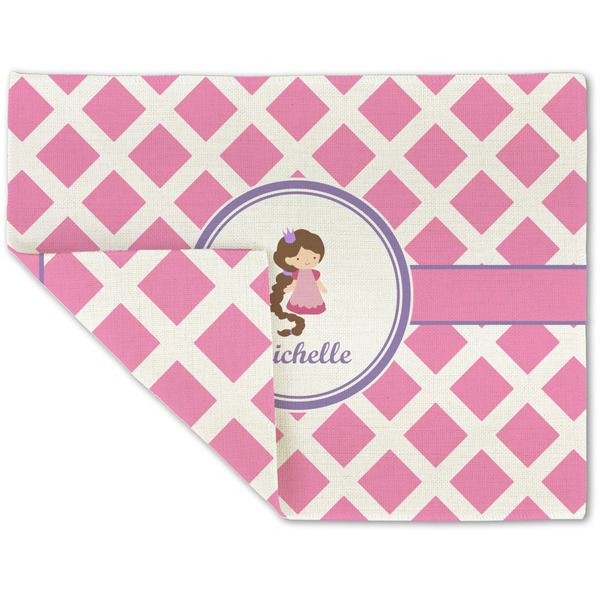 Custom Diamond Print w/Princess Double-Sided Linen Placemat - Single w/ Name or Text