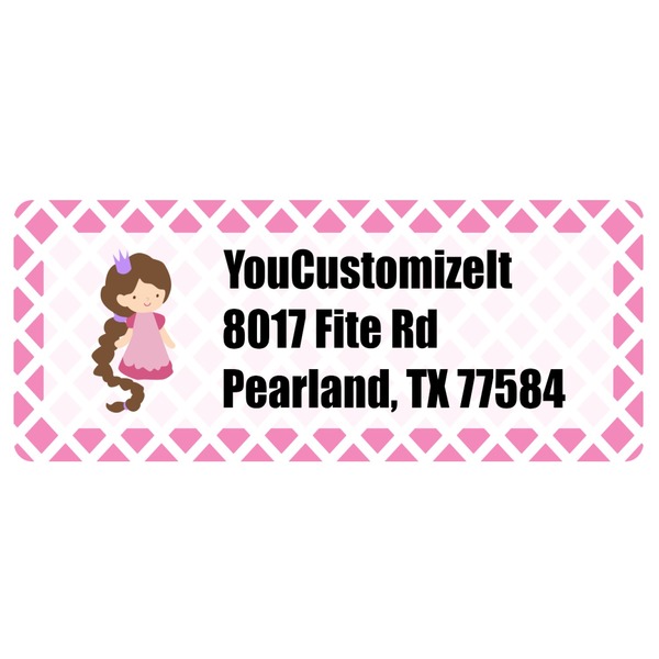 Custom Diamond Print w/Princess Return Address Labels (Personalized)