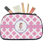 Diamond Print w/Princess Makeup / Cosmetic Bag - Medium (Personalized)