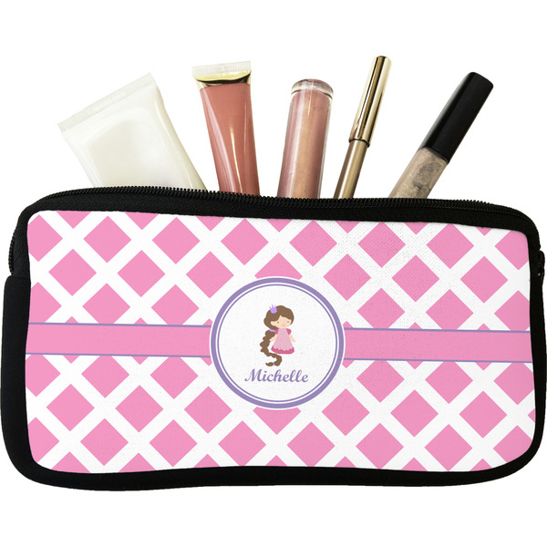 Custom Diamond Print w/Princess Makeup / Cosmetic Bag (Personalized)