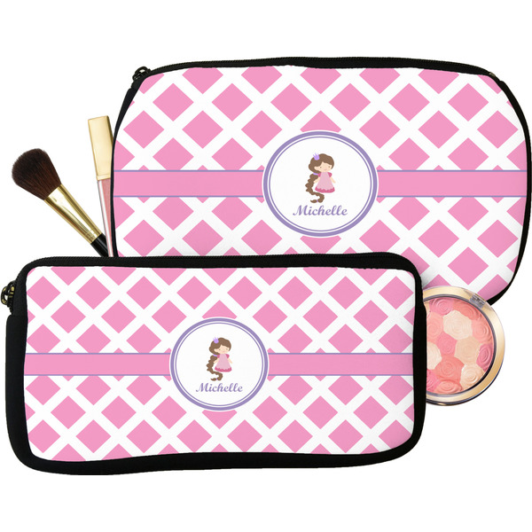 Diamond Print w/Princess Makeup / Cosmetic Bag (Select Size)
