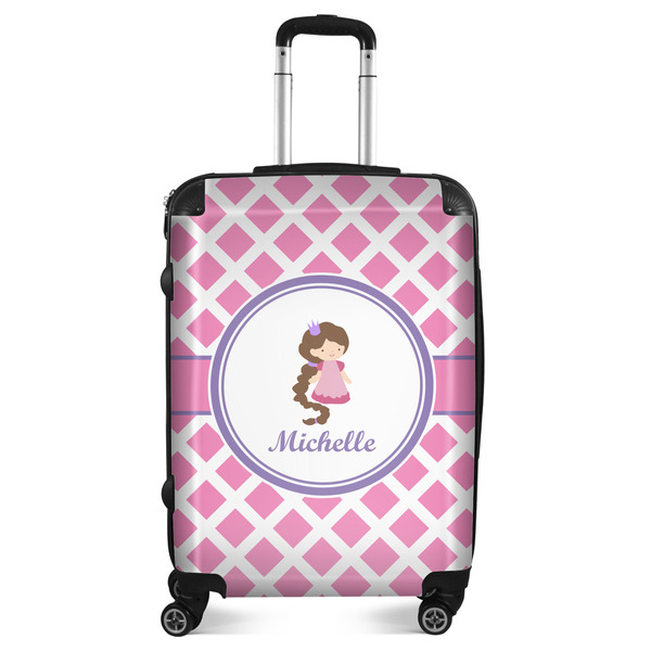 Custom Diamond Print w/Princess Suitcase - 24" Medium - Checked (Personalized)