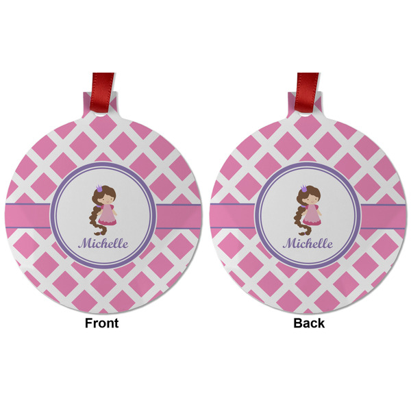 Diamond Print w/Princess Metal Ball Ornament - Front and Back