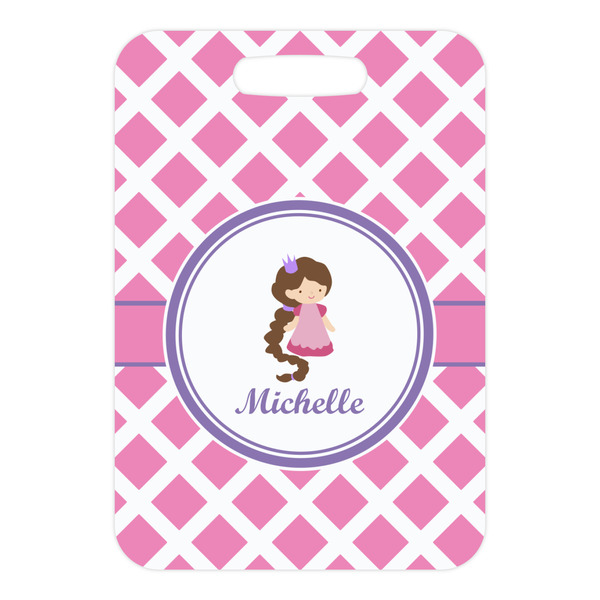 Diamond Print w/Princess Metal Luggage Tag - Front Without Strap