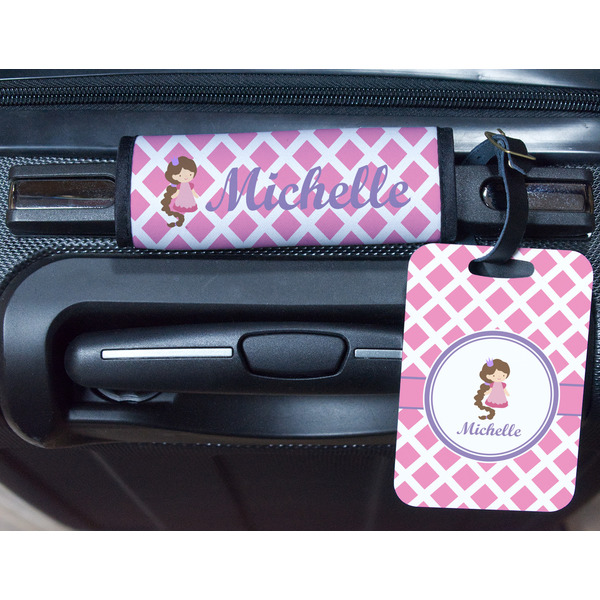 Diamond Print w/Princess Metal Luggage Tag & Handle Wrap - In Context