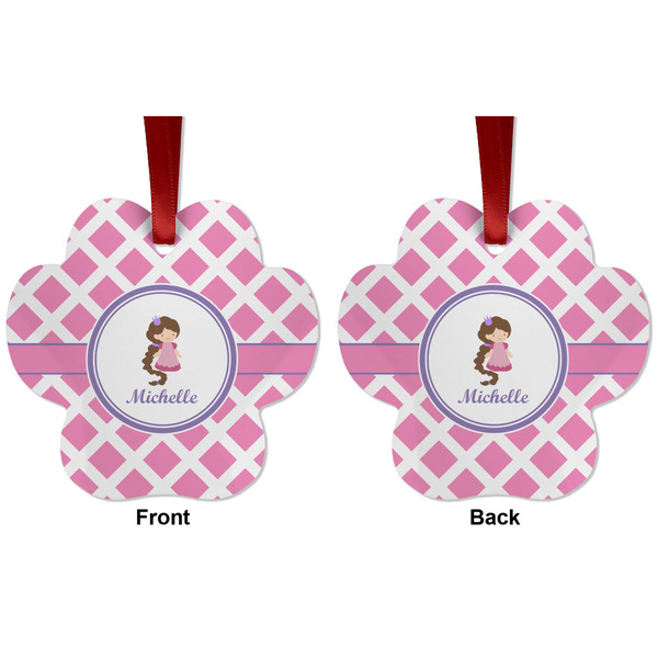 Diamond Print w/Princess Metal Paw Ornament - Front and Back
