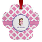 Diamond Print w/Princess Metal Paw Ornament - Double Sided w/ Name or Text