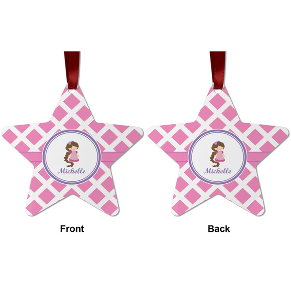 Diamond Print w/Princess Metal Star Ornament - Front and Back