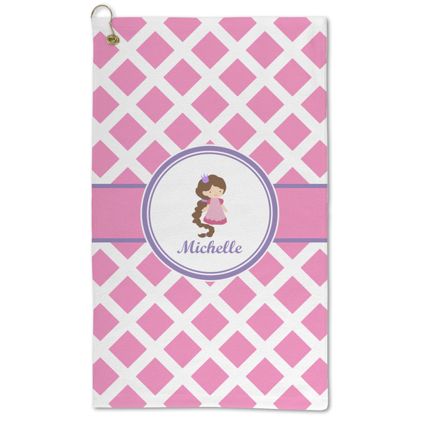 Custom Diamond Print w/Princess Microfiber Golf Towel - Large (Personalized)
