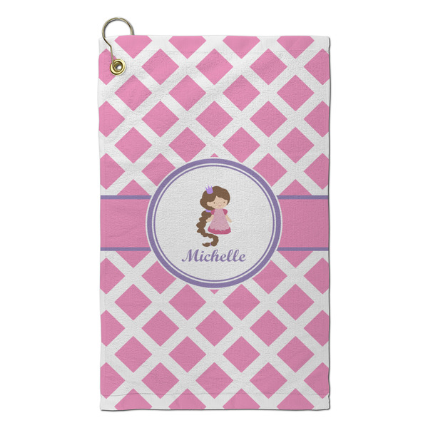 Custom Diamond Print w/Princess Microfiber Golf Towel - Small (Personalized)