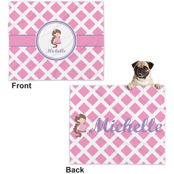 Diamond Print w/Princess Microfleece Dog Blanket - Large- Front & Back