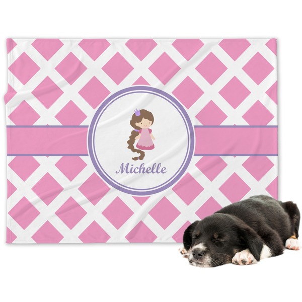 Custom Diamond Print w/Princess Dog Blanket - Regular (Personalized)