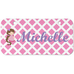 Diamond Print w/Princess Mini/Bicycle License Plate (2 Holes) (Personalized)