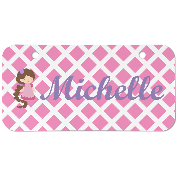 Diamond Print w/Princess Mini Bicycle License Plate - Two Holes