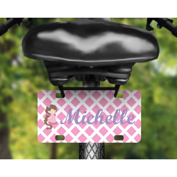 Diamond Print w/Princess Mini License Plate on Bicycle