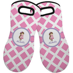Diamond Print w/Princess Neoprene Oven Mitts - Set of 2 w/ Name or Text