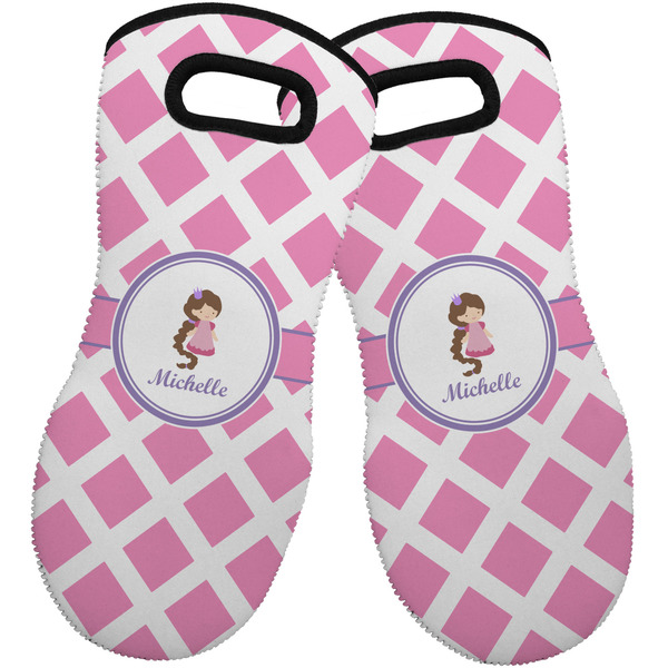 Diamond Print w/Princess Neoprene Oven Mitt -Set of 2 - Front