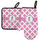 Diamond Print w/Princess Left Oven Mitt & Pot Holder Set w/ Name or Text