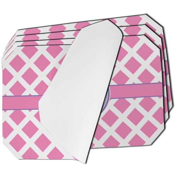 Custom Diamond Print w/Princess Dining Table Mat - Octagon - Set of 4 (Single-Sided) w/ Name or Text