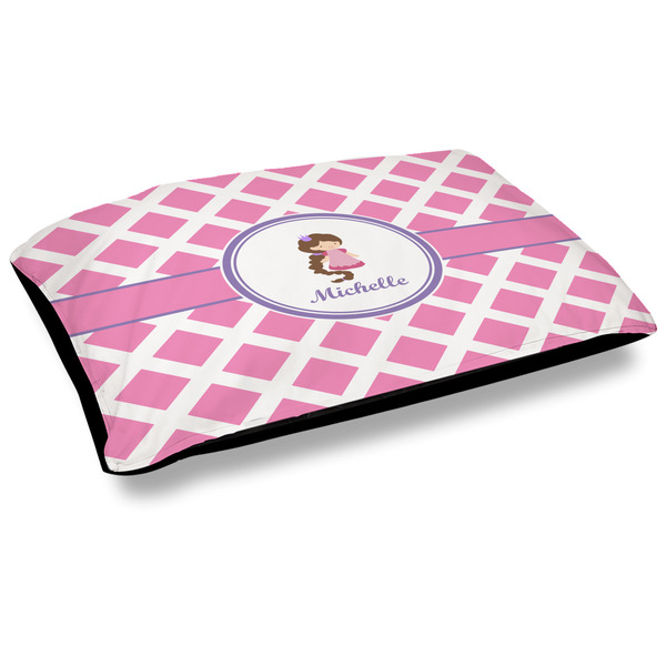 Custom Diamond Print w/Princess Outdoor Dog Bed - Large (Personalized)