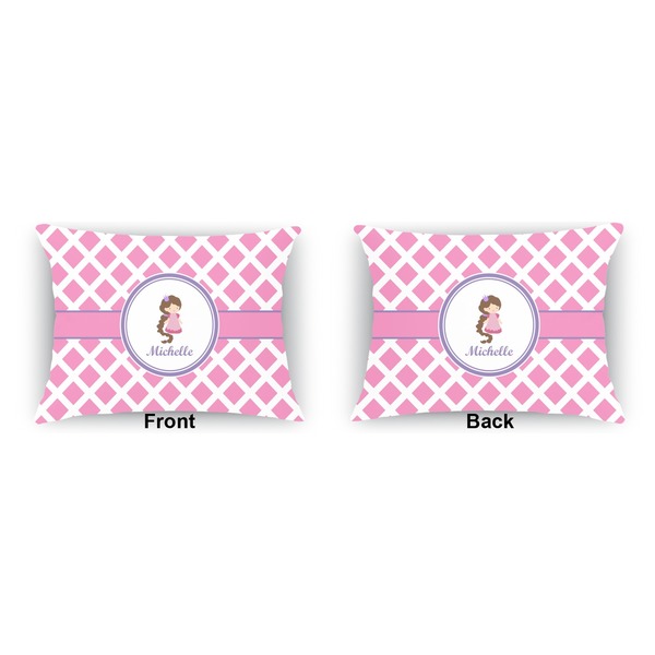 Diamond Print w/Princess  Outdoor Rectangular Throw Pillow (Front and Back)