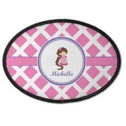 Diamond Print w/Princess Iron On Oval Patch w/ Name or Text