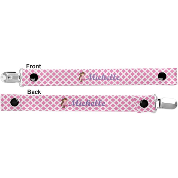 Diamond Print w/Princess Pacifier Clip - Front and Back
