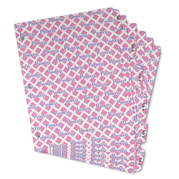 Custom Diamond Print w/Princess Binder Tab Divider - Set of 6 (Personalized)