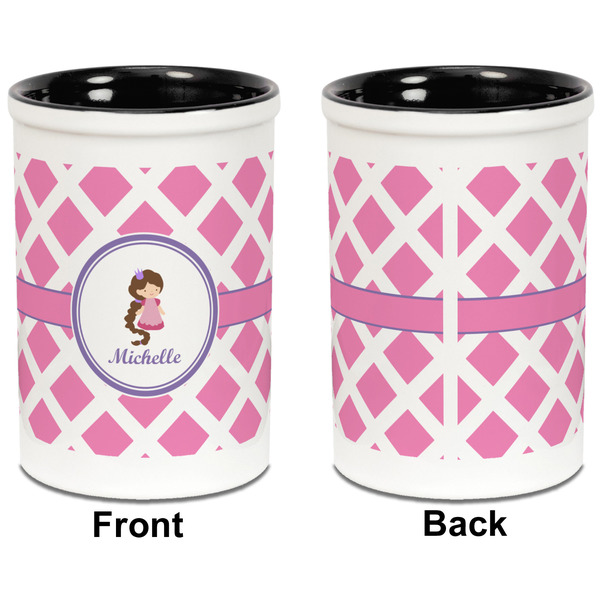 Diamond Print w/Princess Pencil Holder - Black - approval