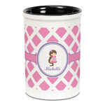Diamond Print w/Princess Ceramic Pencil Holders - Black