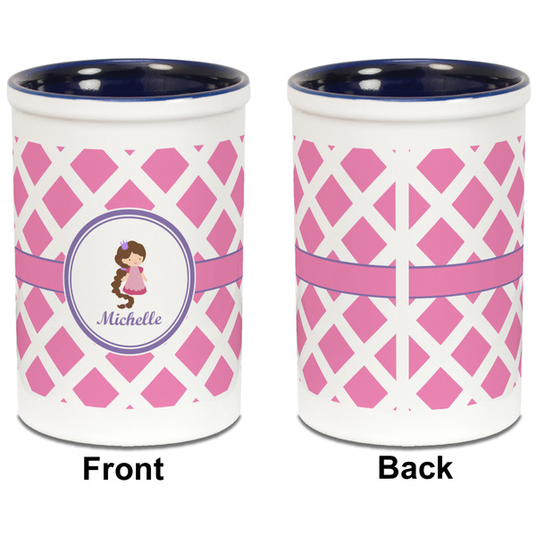 Diamond Print w/Princess Pencil Holder - Blue - approval