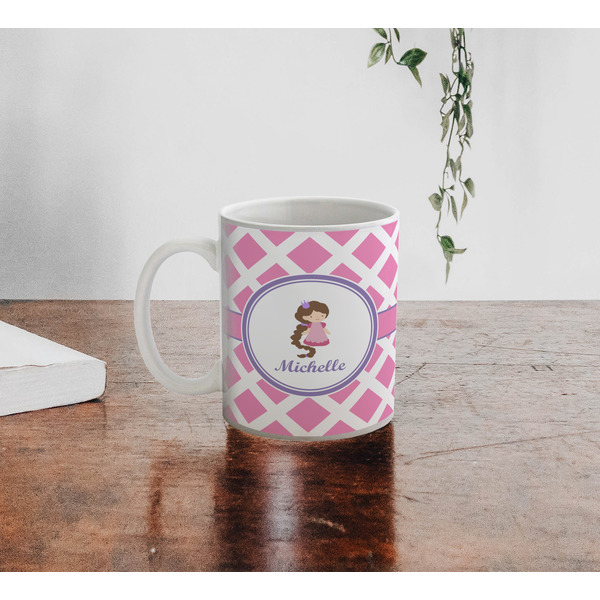 Diamond Print w/Princess Personalized Coffee Mug - Lifestyle