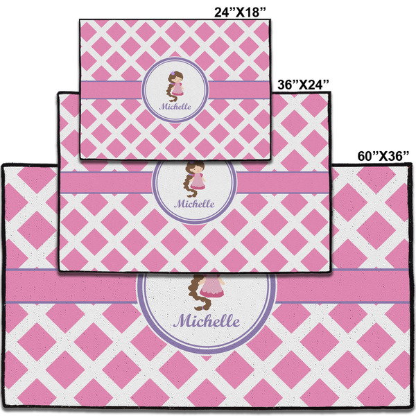 Diamond Print w/Princess Personalized Door Mat - Group Parent IMF