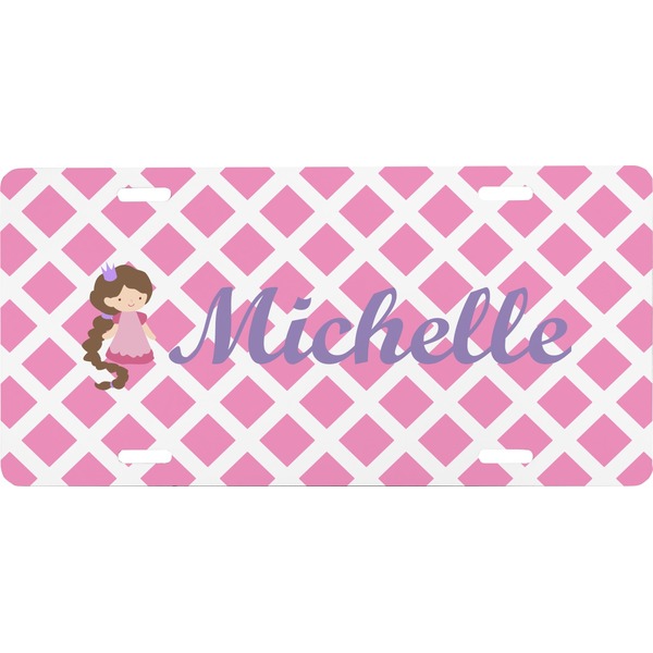 Custom Diamond Print w/Princess Front License Plate (Personalized)