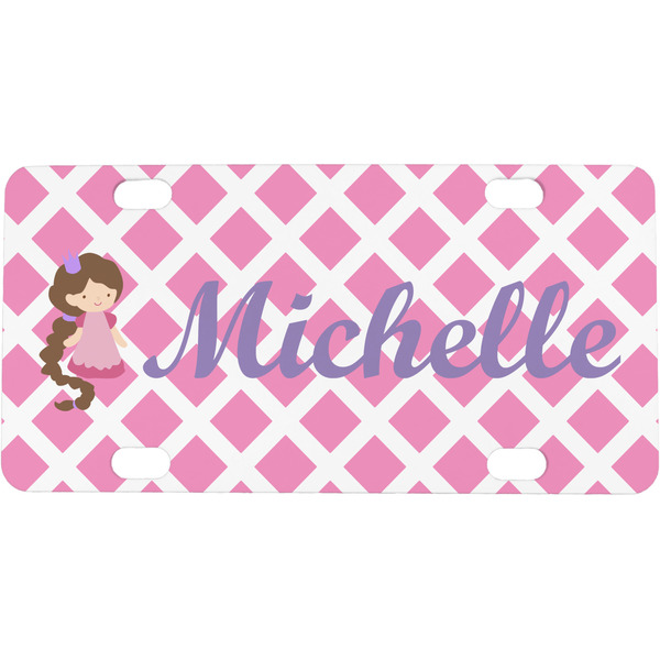 Custom Diamond Print w/Princess Mini/Bicycle License Plate (Personalized)