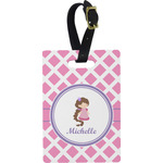 Diamond Print w/Princess Plastic Luggage Tag - Rectangular w/ Name or Text