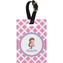 Diamond Print w/Princess Plastic Luggage Tag - Rectangular w/ Name or Text