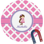 Diamond Print w/Princess Round Fridge Magnet (Personalized)