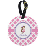 Diamond Print w/Princess Plastic Luggage Tag - Round (Personalized)